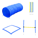 PawHut-Set-Agility-Dog-per-Addestramento-Cani-con-Tunnel-Slalom-e-Ostacolo-Sacca-di-Trasporto-Giallo-e-Blu