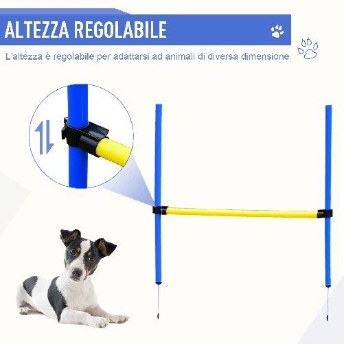 PawHut-Set-Agility-Dog-per-Addestramento-Cani-con-Tunnel-Slalom-e-Ostacolo-Sacca-di-Trasporto-Giallo-e-Blu
