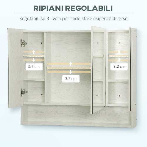 kleankin-Armadietto-a-Specchio-per-Bagno-con-Ripiani-Regolabili-3-Porte-e-Credenze-90x15x75cm