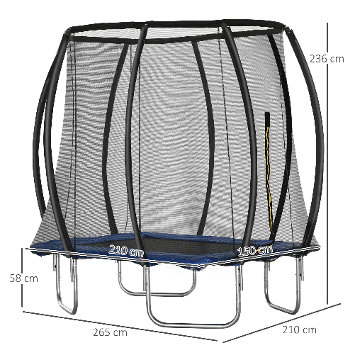 HOMCOM-Trampolino-Elastico-210cm-per-Bambini-e-Adulti-con-Rete-e-Imbottiture-Blu