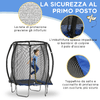 HOMCOM-Trampolino-Elastico-210cm-per-Bambini-e-Adulti-con-Rete-e-Imbottiture-Blu