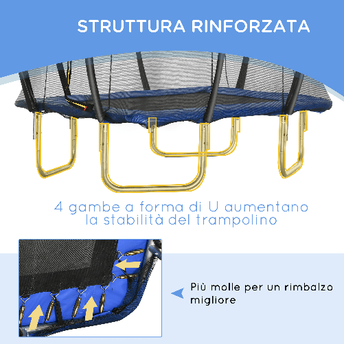 HOMCOM-Trampolino-Elastico-210cm-per-Bambini-e-Adulti-con-Rete-e-Imbottiture-Blu