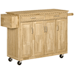 HOMCOM Carrello da Cucina in Legno con Cassetto, Armadietto e Ruote, 136x47x91,5cm