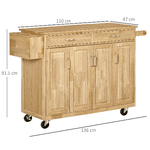 HOMCOM-Carrello-da-Cucina-in-Legno-con-Cassetto-Armadietto-e-Ruote-136x47x915cm