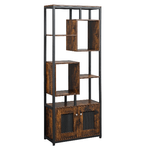 HOMCOM-Mobile-Libreria-Scaffale-in-Stile-Industriale-con-Armadietto-a-2-Ante-Scaffale-Salvaspazio-a-8-Ripiani-per-Casa-e-Ufficio-70x30x180cm-Marrone