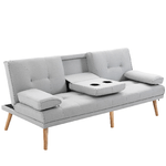 HOMCOM Divano Letto 3 Posti Stile Scandinavo Reclinabile con Tavolino a Ribalta, 181x77x88 cm, Grigio