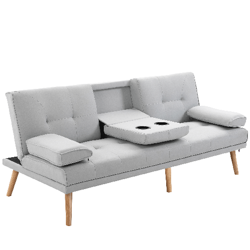 HOMCOM-Divano-Letto-3-Posti-Stile-Scandinavo-Reclinabile-con-Tavolino-a-Ribalta-181x77x88-cm-Grigio