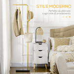 HOMCOM-Appendiabiti-con-2-Ganci-per-Ingresso-Camera-da-Letto-e-Soggiorno-in-Metallo-e-Marmo-35x25x170-cm-Oro-e-Nero