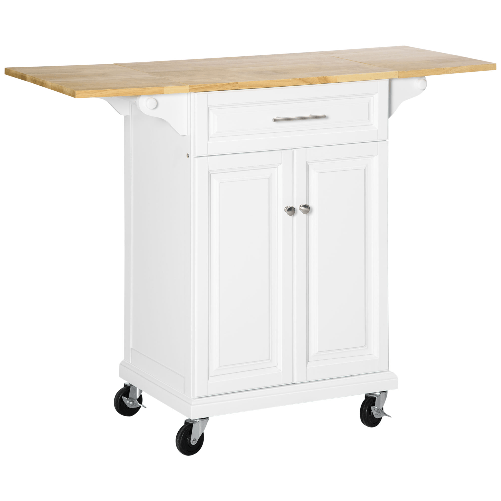 HOMCOM-Carrello-da-Cucina-Espandibile-in-Legno-Bianco-con-1-Cassetto-e-1-Armadietto