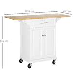 HOMCOM-Carrello-da-Cucina-Espandibile-in-Legno-Bianco-con-1-Cassetto-e-1-Armadietto