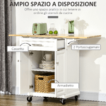 HOMCOM-Carrello-da-Cucina-Espandibile-in-Legno-Bianco-con-1-Cassetto-e-1-Armadietto