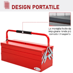 DURHAND-Cassetta-Porta-Attrezzi-in-Acciaio-Pieghevole-con-5-Vassoi-Valigetta-Porta-Attrezzi-56x20x21-34cm-Rosso