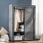 HOMCOM-Armadio-Guardaroba-Portatile-in-Tessuto-non-Tessuto-con-4-Ripiani-Aperti-e-2-Appendini-118x49x170-cm-Grigio