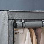 HOMCOM-Armadio-Guardaroba-Portatile-in-Tessuto-non-Tessuto-con-4-Ripiani-Aperti-e-2-Appendini-118x49x170-cm-Grigio