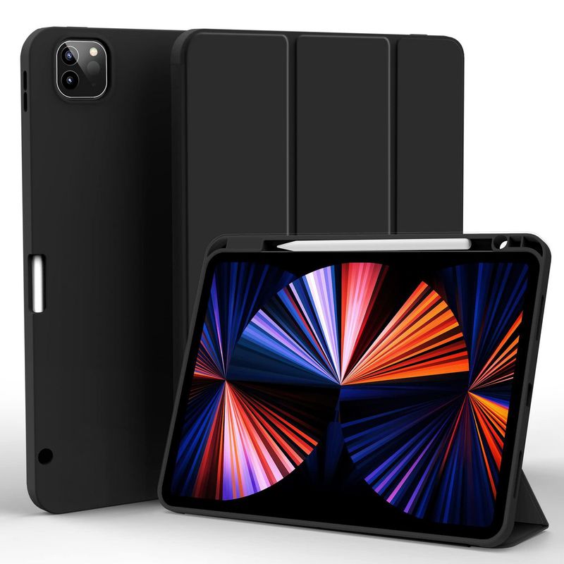 Cover-for-MIAMI-Pencil-Case-iPad-Pro-13---2024.-Black-PU-leather-front---with-soft-TPU-back.-Pencil-slot-for-charging-in