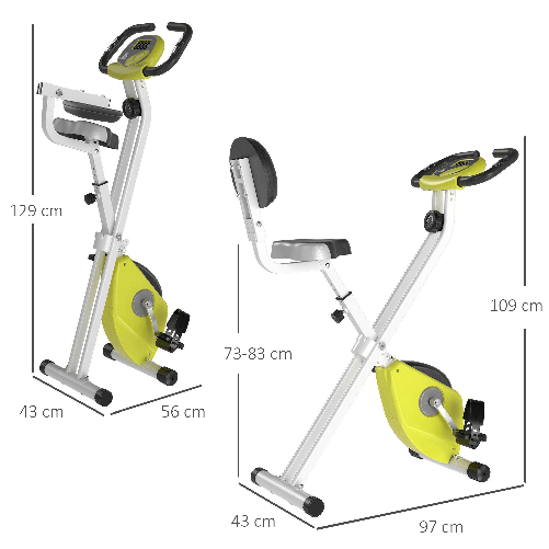 HOMCOM-Cyclette-Pieghevole-da-Fitness-in-Acciaio-con-Altezza-Regolabile-Resistenza-Magnetica-a-8-Livelli-Schermo-LCD---Gialla