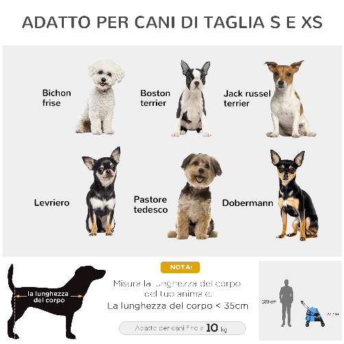 PawHut-Passeggino-per-Cani-Pieghevole-con-Tettuccio-Regolabile-e-Ruote-Girevoli-82x47x97cm-Blu