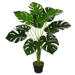 Outsunny Monstera Artificiale in Plastica con 13 Foglie, Pianta Finta con Vaso per Interno ed Esterno Alta 85cm