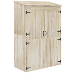 Outsunny Casetta da Giardino in Legno di Abete con 2 Porte e Ripiani, 120x57x183cm, Naturale