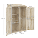 Outsunny-Casetta-da-Giardino-in-Legno-di-Abete-con-2-Porte-e-Ripiani-120x57x183cm-Naturale