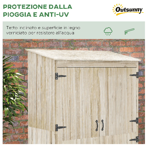 Outsunny-Casetta-da-Giardino-in-Legno-di-Abete-con-2-Porte-e-Ripiani-120x57x183cm-Naturale