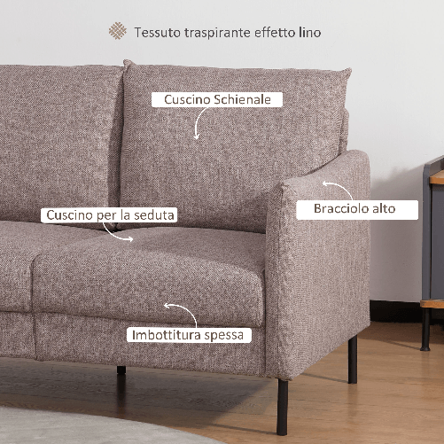 HOMCOM-Divano-2-Posti-in-Legno-per-Casa-e-Ufficio-con-Seduta-Rivestita-in-Tessuto-Effetto-Lino-138x83x85-cm-Caffe