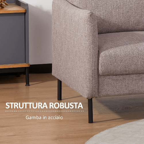 HOMCOM-Divano-2-Posti-in-Legno-per-Casa-e-Ufficio-con-Seduta-Rivestita-in-Tessuto-Effetto-Lino-138x83x85-cm-Caffe