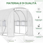 Outsunny-Serra-per-Orto-3x2x2m-in-Acciaio-e-Copertura-PE-Porte-con-Zip-e-Finestre-a-Rete-Bianca