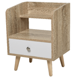 HOMCOM Comodino Salvaspazio Mobiletto con Cassetto e Mensola in Legno 37x30x48cm - Rovere/Bianco