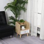 HOMCOM-Comodino-Salvaspazio-Mobiletto-con-Cassetto-e-Mensola-in-Legno-37x30x48cm---Rovere-Bianco