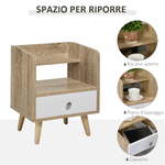 HOMCOM-Comodino-Salvaspazio-Mobiletto-con-Cassetto-e-Mensola-in-Legno-37x30x48cm---Rovere-Bianco