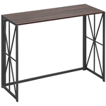 HOMCOM Tavolo Consolle da Ingresso Stile Industriale Pieghevole in Legno e Metallo, 100x38x80cm, Marrone