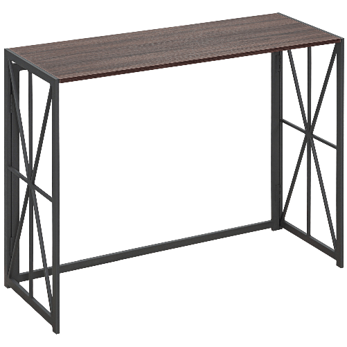 HOMCOM-Tavolo-Consolle-da-Ingresso-Stile-Industriale-Pieghevole-in-Legno-e-Metallo-100x38x80cm-Marrone