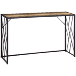 HOMCOM Tavolo Consolle in Stile Industriale in Acciaio e Legno, 120x35x75cm, Marrone