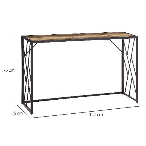 HOMCOM-Tavolo-Consolle-in-Stile-Industriale-in-Acciaio-e-Legno-120x35x75cm-Marrone