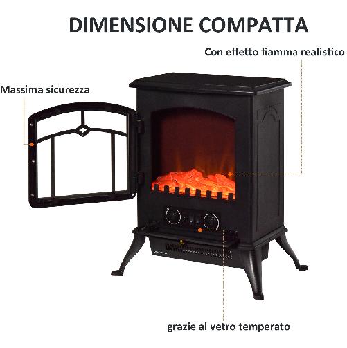 HOMCOM-Camino-Elettrico-da-Terra-con-Effetto-Fiamma-Potenza-1000W--2000W-in-ABS-e-Vetro-45×28×54cm-Nero