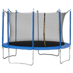 HOMCOM Tappeto Elastico per Bambini e Adulti con Rete e Bordo Imbottito, Trampolino da Giardino, Φ366x275cm, Blu e Nero