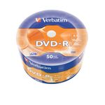 Verbatim DVD-R Matt Silver 50PK Wrap Spindle (VERBATIM DVD-R AZO 4.7GB 16X MATT SILVER SURFACE 50 PK WRAP)