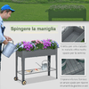 Outsunny-Portapiante-Fioriera-da-Esterno-in-Metallo-con-Mensola-Ruote-e-Maniglia