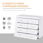 HOMCOM-Mobile-con-Cassetti-Cassettiera-in-Legno-per-Camera-Cucina-Bagno-90×35×73cm-Bianca