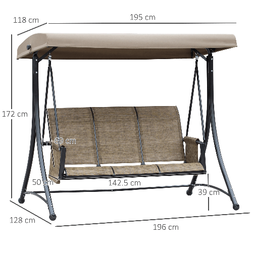 Outsunny-Dondolo-da-Giardino-a-3-Posti-con-Tettuccio-Regolabile-e-Tasche-Portaoggetti-Marrone-196x128x172cm