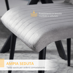 HOMCOM-Set-2-Sedie-da-Cucina-Imbottite-e-Salvaspazio-con-Gambe-in-Acciaio-43x58x90-cm-Grigio-e-Nero