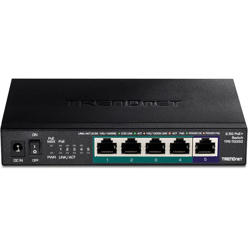 Trendnet-TPE-TG350-switch-di-rete-Non-gestito-2.5G-Ethernet-100-1000-2500-Supporto-Power-over-Ethernet-PoE-Nero--5-PORT-