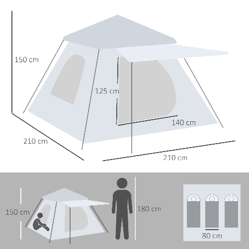 Outsunny-Tenda-da-campeggio-da-2-3-persone-con-Veranda-210x210x150cm-grigia-e-bianca