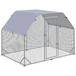 PawHut Recinto per Galline con telo di copertura per 4-6 polli in acciaio, 280x190x195 cm