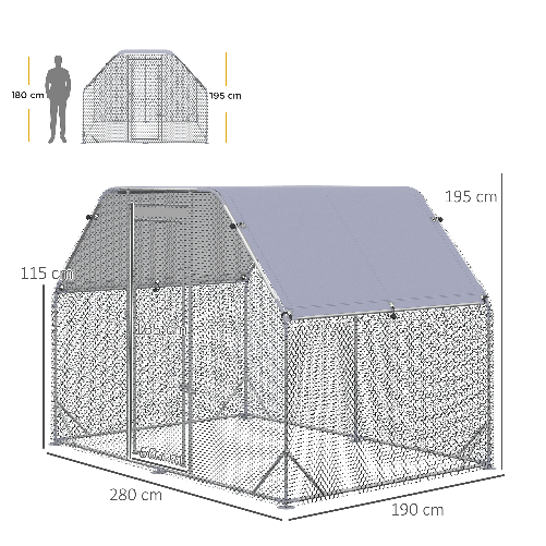 PawHut-Recinto-per-Galline-con-telo-di-copertura-per-4-6-polli-in-acciaio-280x190x195-cm