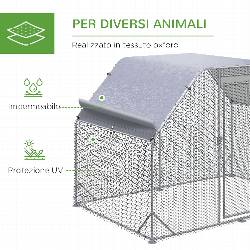 PawHut-Recinto-per-Galline-con-telo-di-copertura-per-4-6-polli-in-acciaio-280x190x195-cm