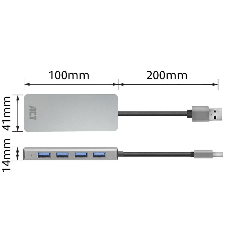 Hub-di-interfaccia-ACT-AC6121-USB-3.2-Gen-1--3.1-Gen-1--Tipo-A-5000-Mbit-s-Alluminio