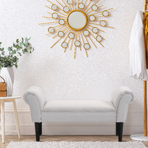 HOMCOM-Panca-Fondo-Letto-Imbottita-di-Design-con-Braccioli-Arrotolati-per-Camera-da-Letto-Grigio-102x35x51cm