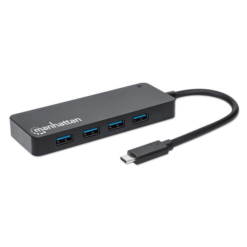 Manhattan-164924-hub-di-interfaccia-USB-3.2-Gen-1-3.1-Gen-1-Type-C-5000-Mbit-s-Nero--USB-C-Dock-Hub-Ports-4-USB-A-x4-5-G